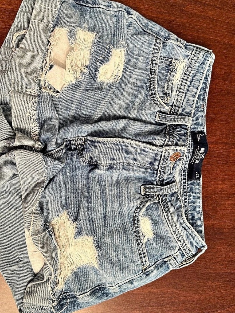 Hollister Distressed Denim Jean Shorts in Blue